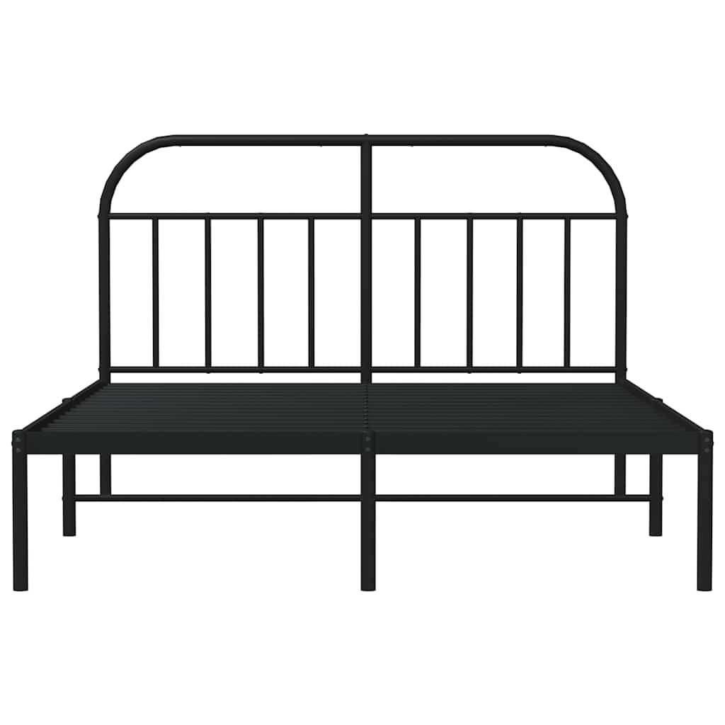 Metalni okvir za krevet s uzglavljem crni 135x190 cm
