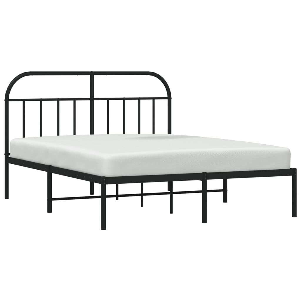 Metalni okvir za krevet s uzglavljem crni 140x200 cm