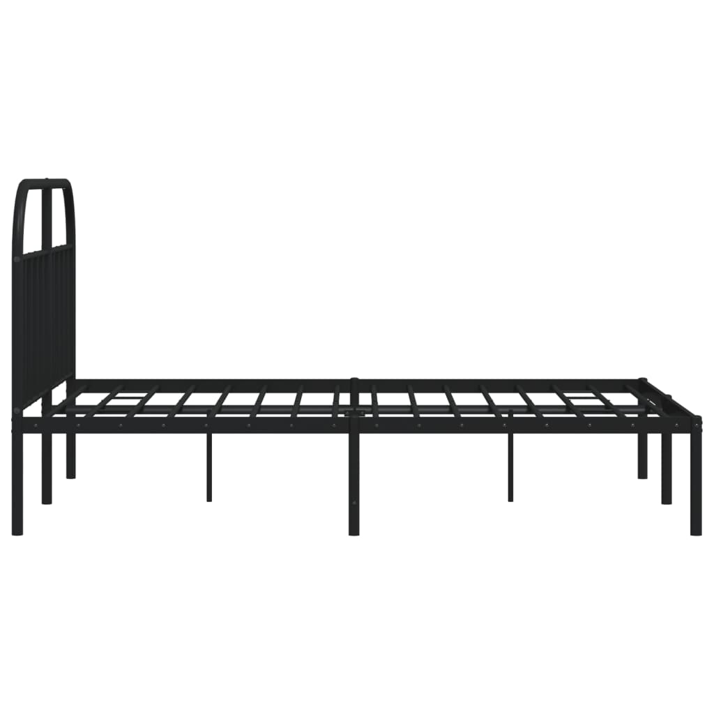 Metalni okvir za krevet s uzglavljem crni 140x200 cm