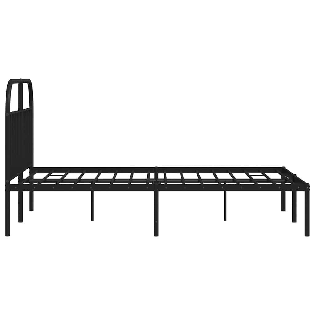 Metalni okvir za krevet s uzglavljem crni 150x200 cm