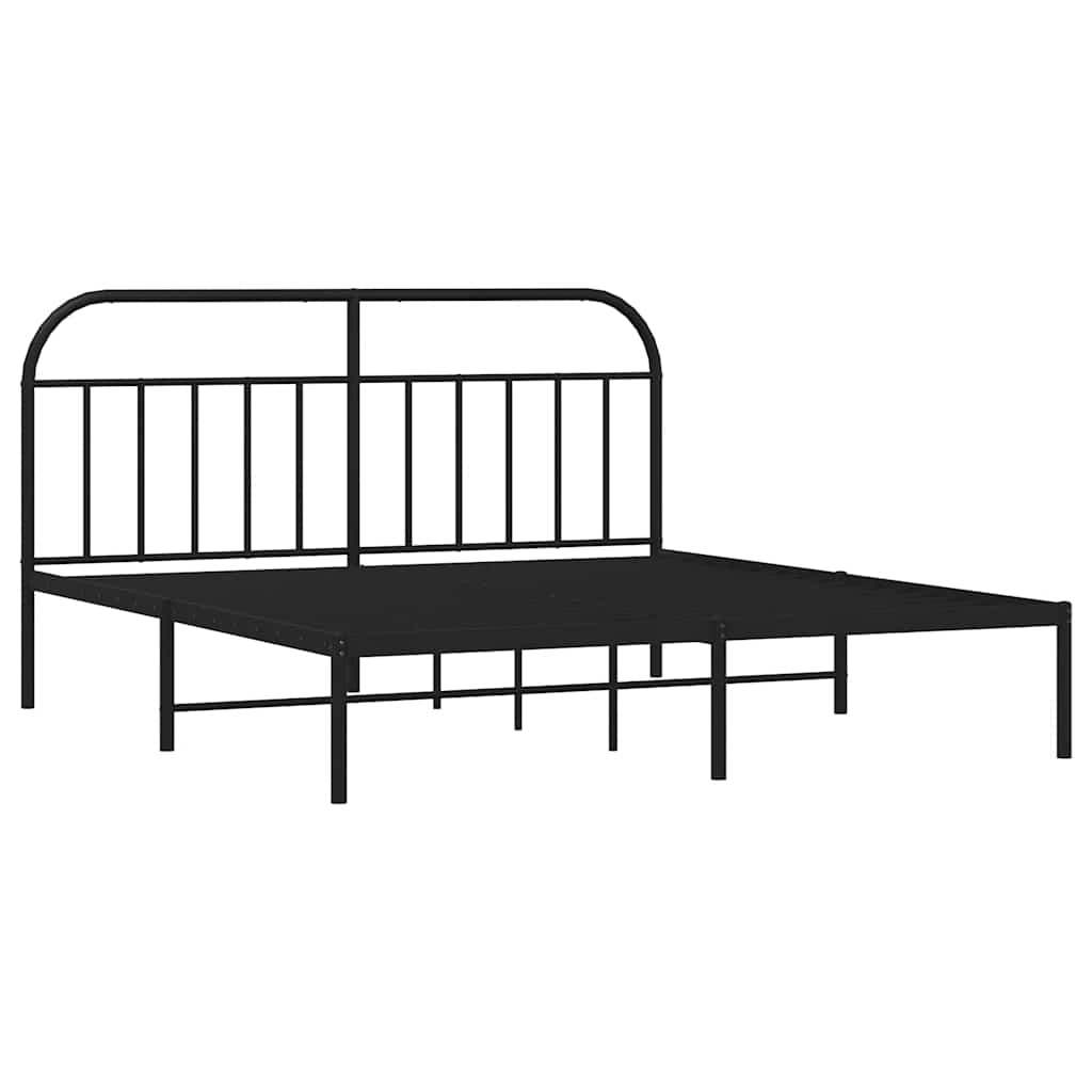 Metalni okvir za krevet s uzglavljem crni 183x213 cm