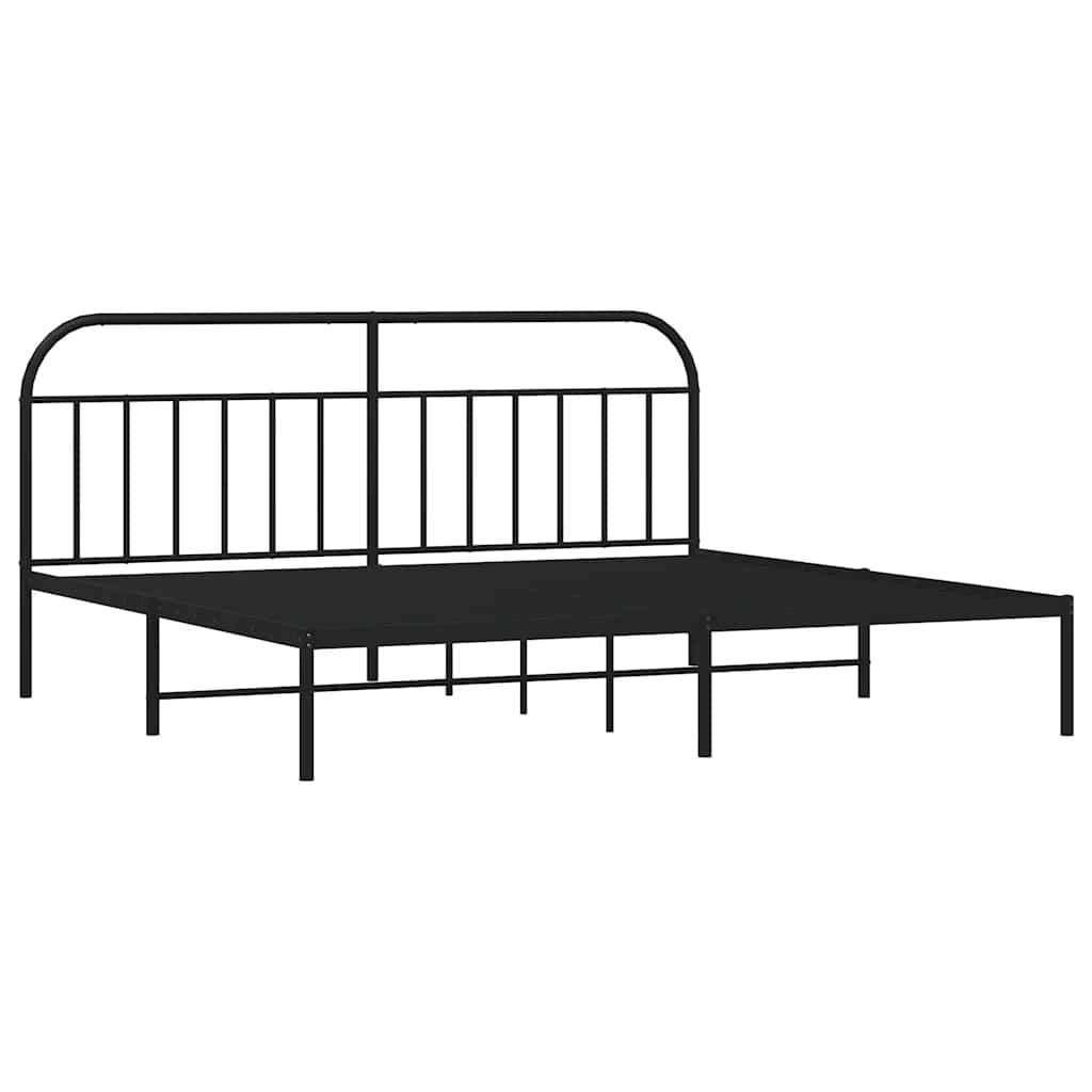 Metalni okvir za krevet s uzglavljem crni 200x200 cm