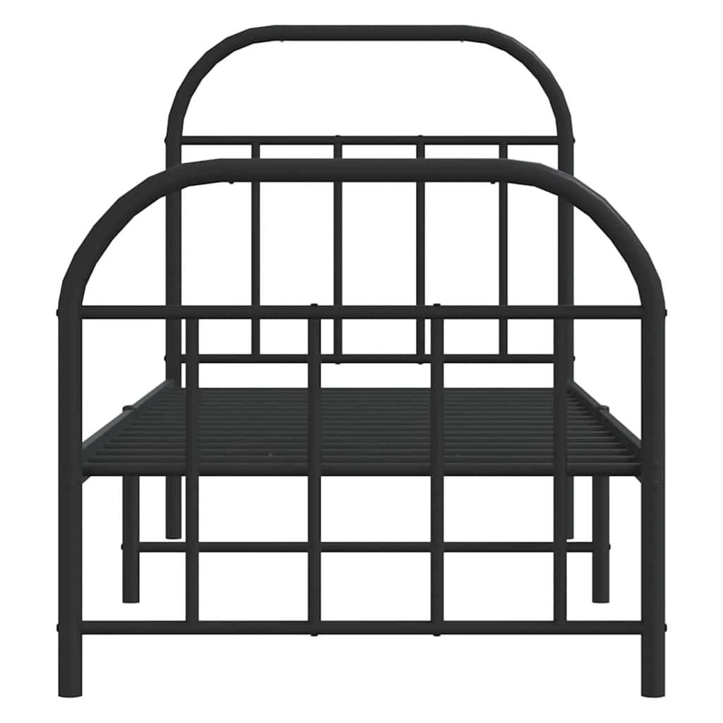 Metalni okvir kreveta uzglavlje i podnožje crni 75x190 cm