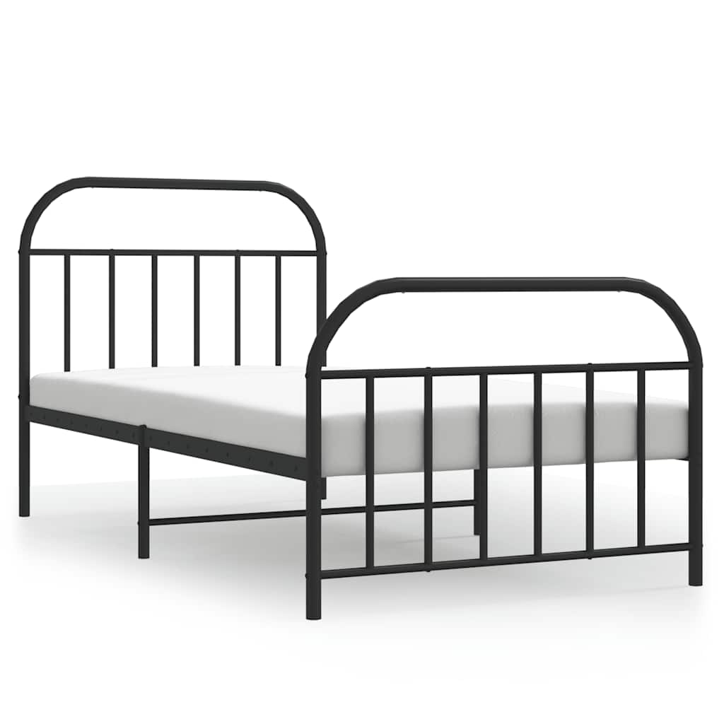 Metalni okvir kreveta uzglavlje i podnožje crni 100x200 cm