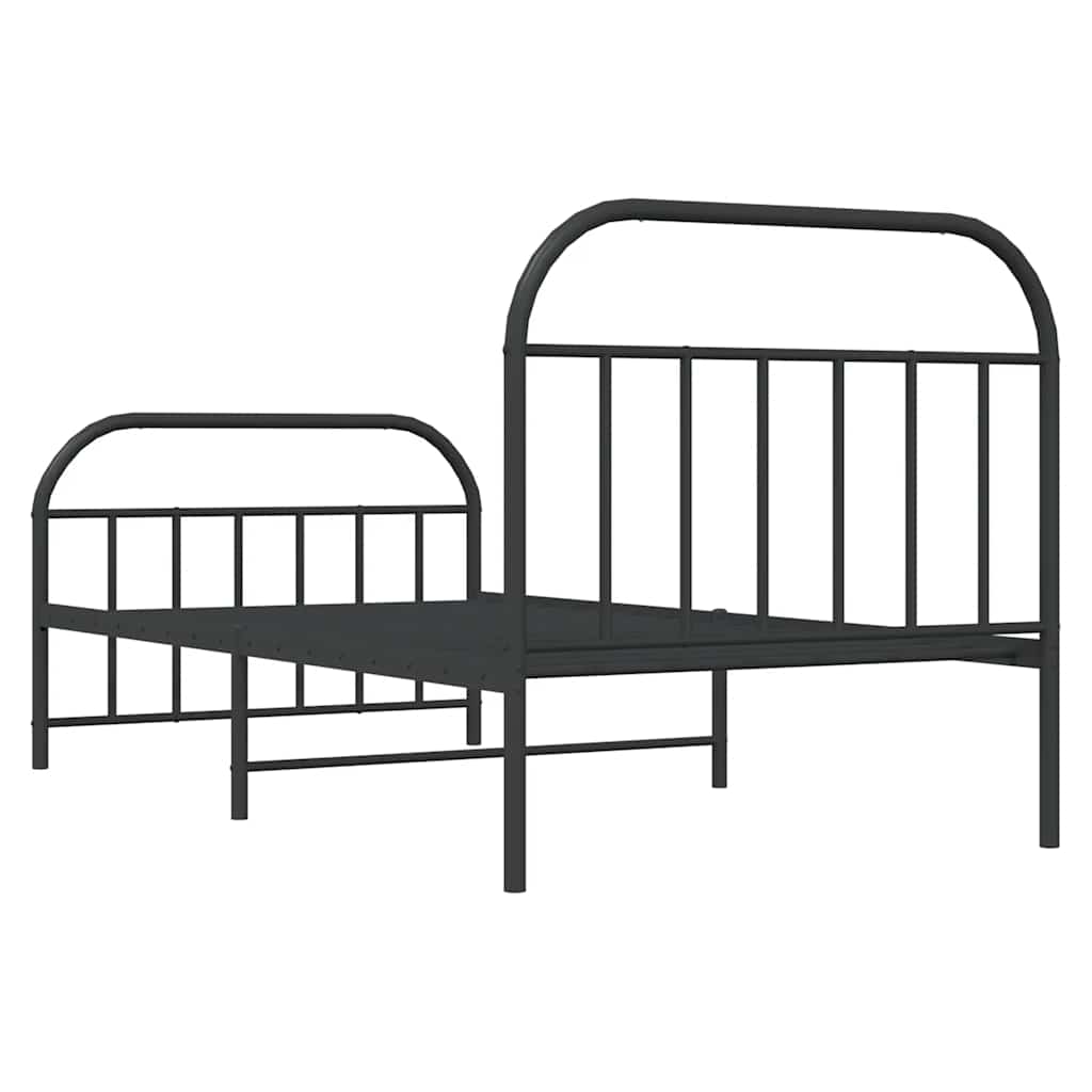 Metalni okvir kreveta uzglavlje i podnožje crni 100x200 cm