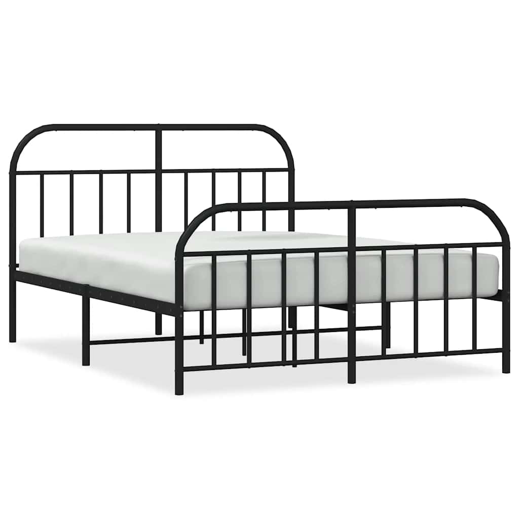 Metalni okvir kreveta uzglavlje i podnožje crni 140x190 cm