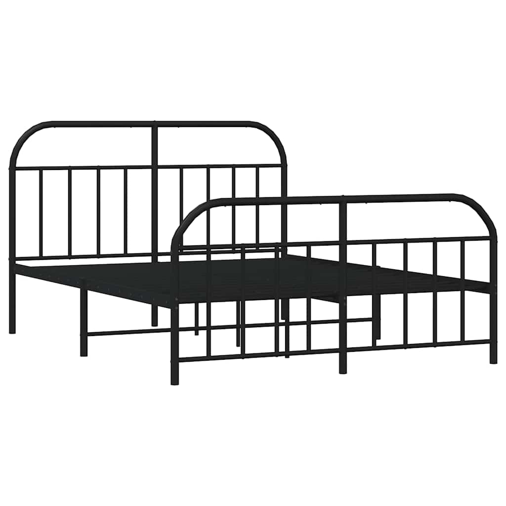 Metalni okvir kreveta uzglavlje i podnožje crni 140x190 cm
