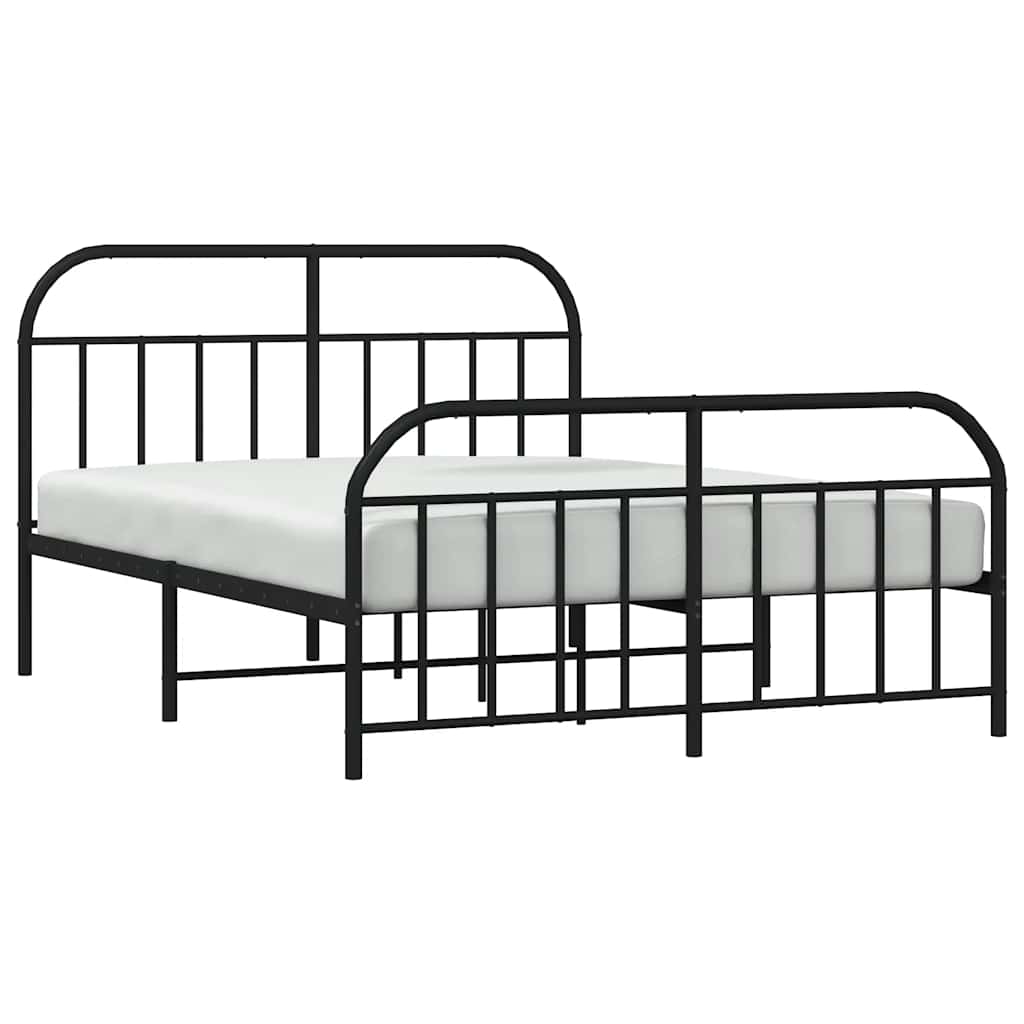 Metalni okvir kreveta uzglavlje i podnožje crni 140x190 cm