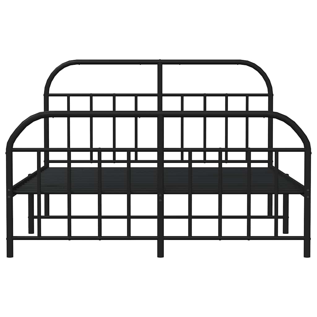 Metalni okvir kreveta uzglavlje i podnožje crni 140x190 cm