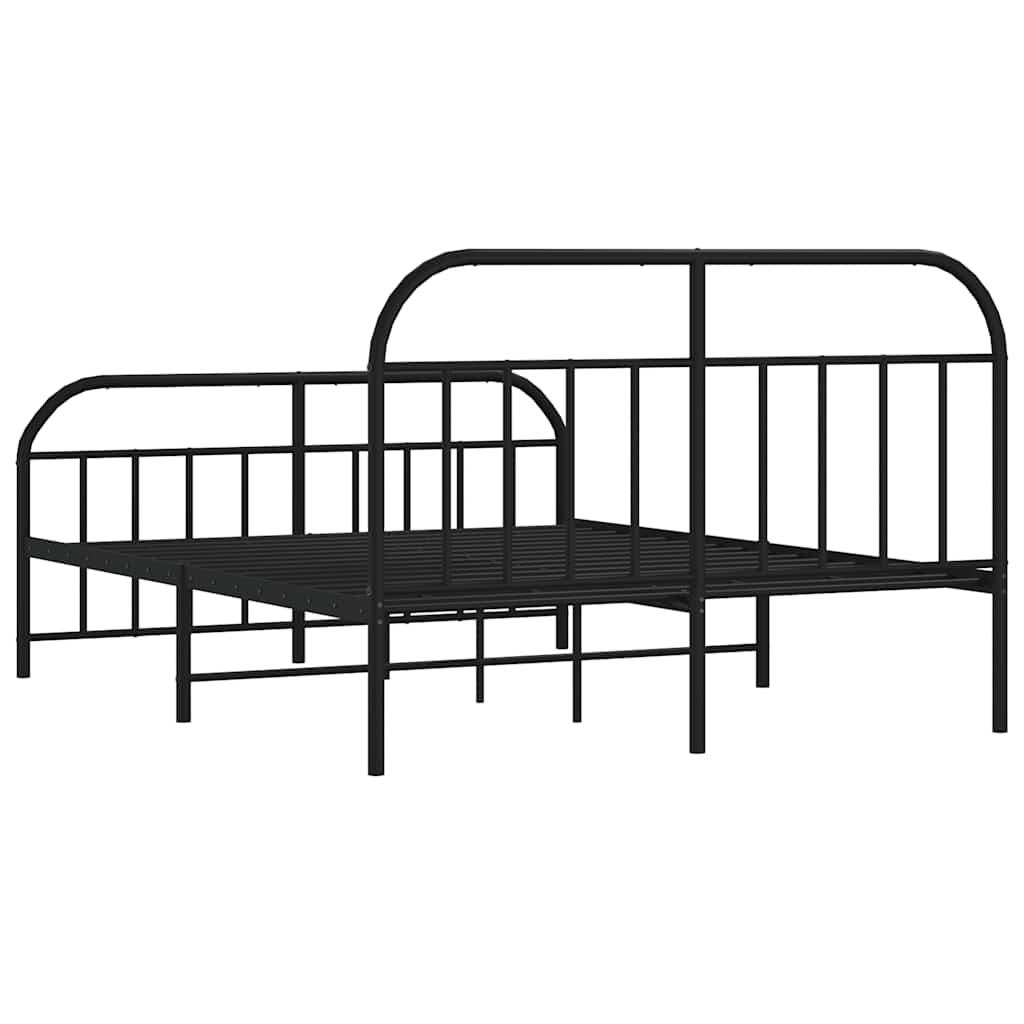 Metalni okvir kreveta uzglavlje i podnožje crni 140x200 cm