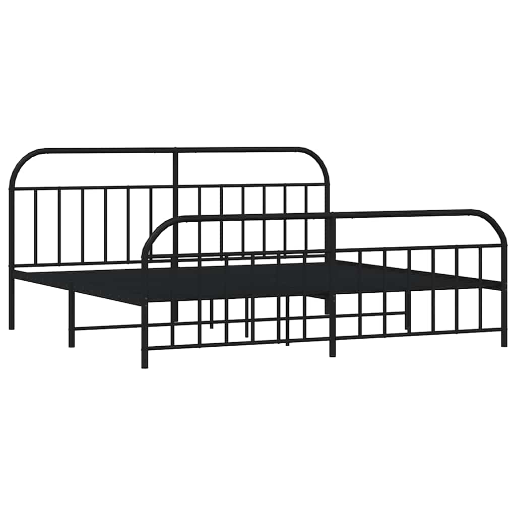 Metalni okvir kreveta uzglavlje i podnožje crni 193x203 cm