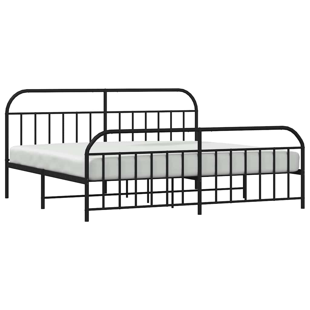 Metalni okvir kreveta uzglavlje i podnožje crni 193x203 cm