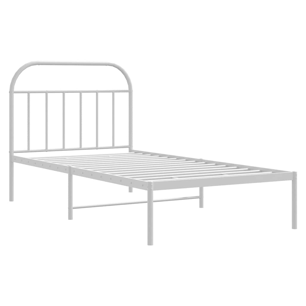 Metalni okvir za krevet s uzglavljem bijeli 100x200 cm