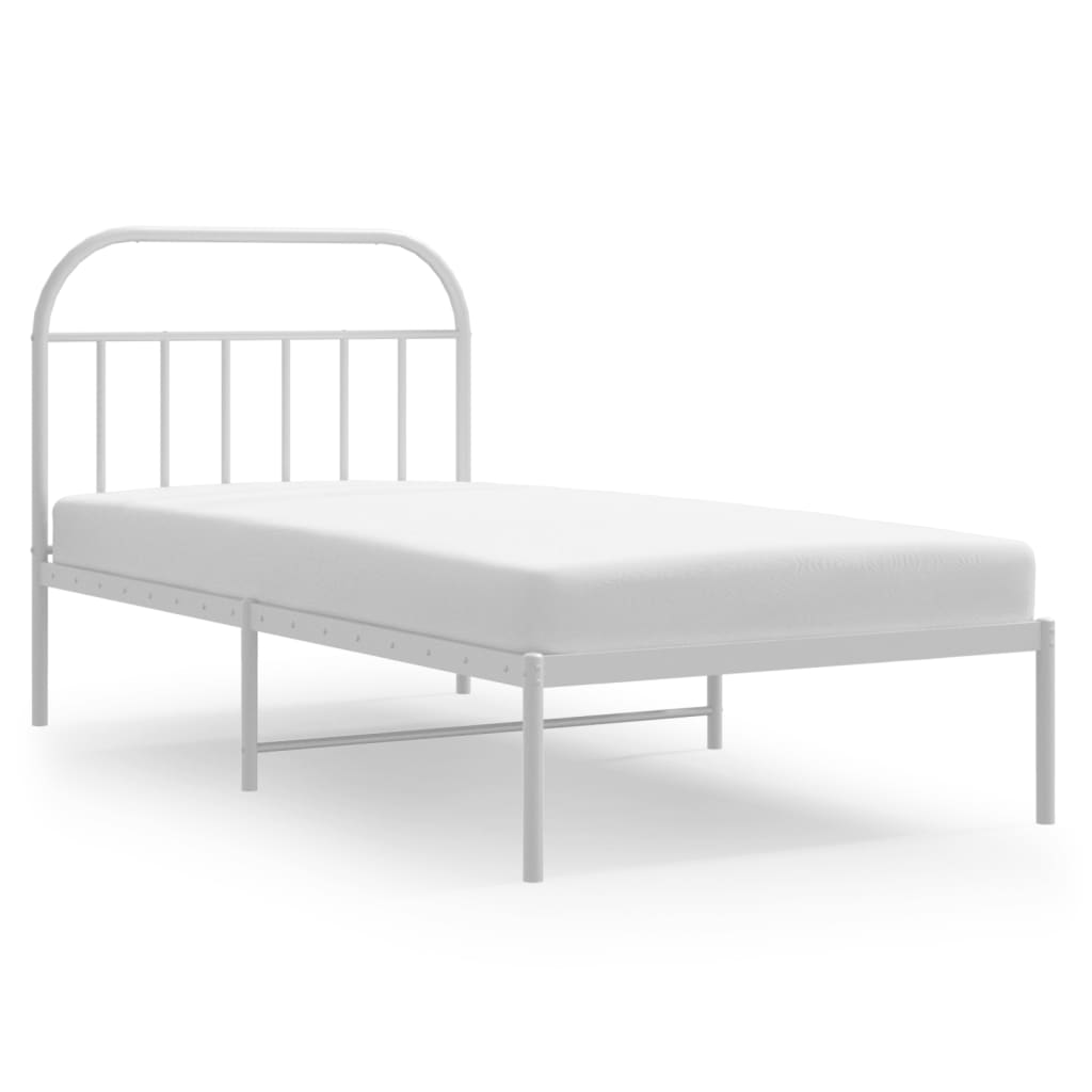 Metalni okvir za krevet s uzglavljem bijeli 107x203 cm