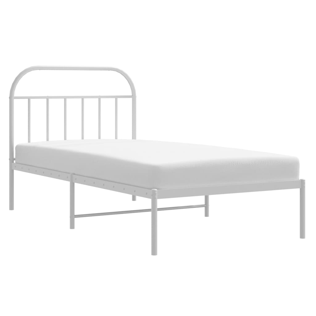 Metalni okvir za krevet s uzglavljem bijeli 107x203 cm
