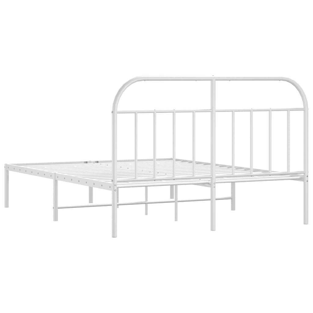 Metalni okvir za krevet s uzglavljem bijeli 150x200 cm
