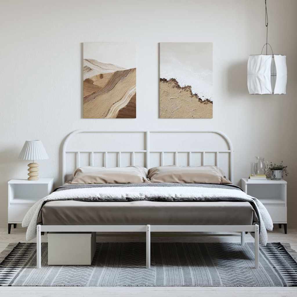 Metalni okvir za krevet s uzglavljem bijeli 183x213 cm