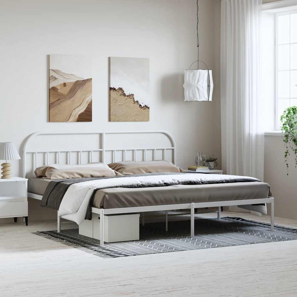 Metalni okvir za krevet s uzglavljem bijeli 193x203 cm
