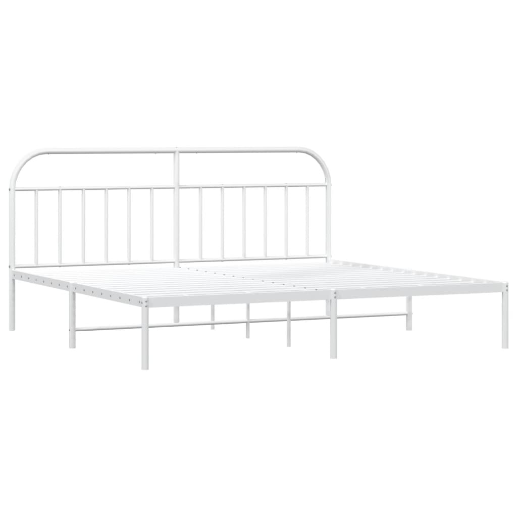 Metalni okvir za krevet s uzglavljem bijeli 200x200 cm