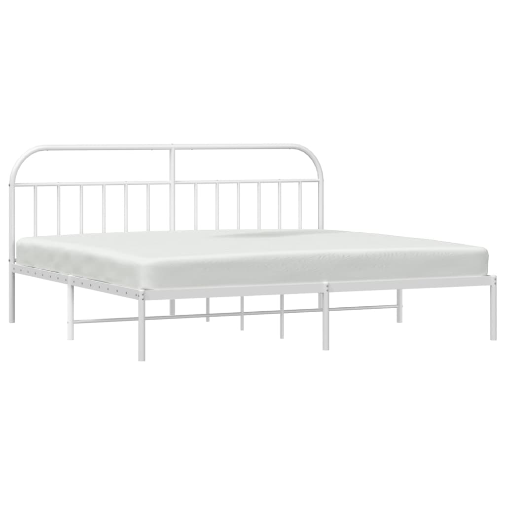 Metalni okvir za krevet s uzglavljem bijeli 200x200 cm
