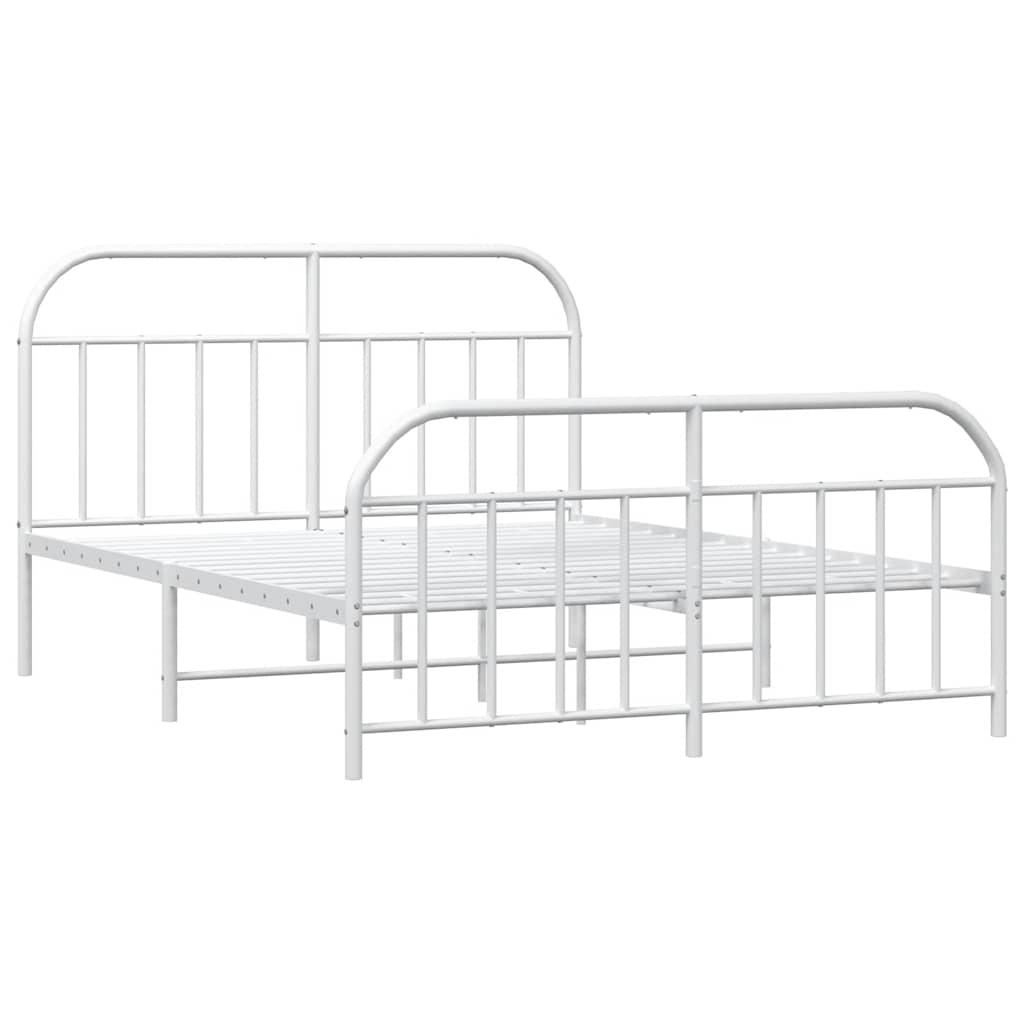 Metalni okvir kreveta uzglavlje i podnožje bijeli 135 x 190 cm