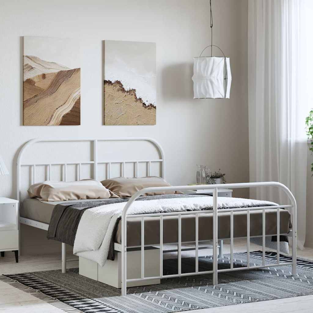 Metalni okvir kreveta uzglavlje i podnožje bijeli 135 x 190 cm