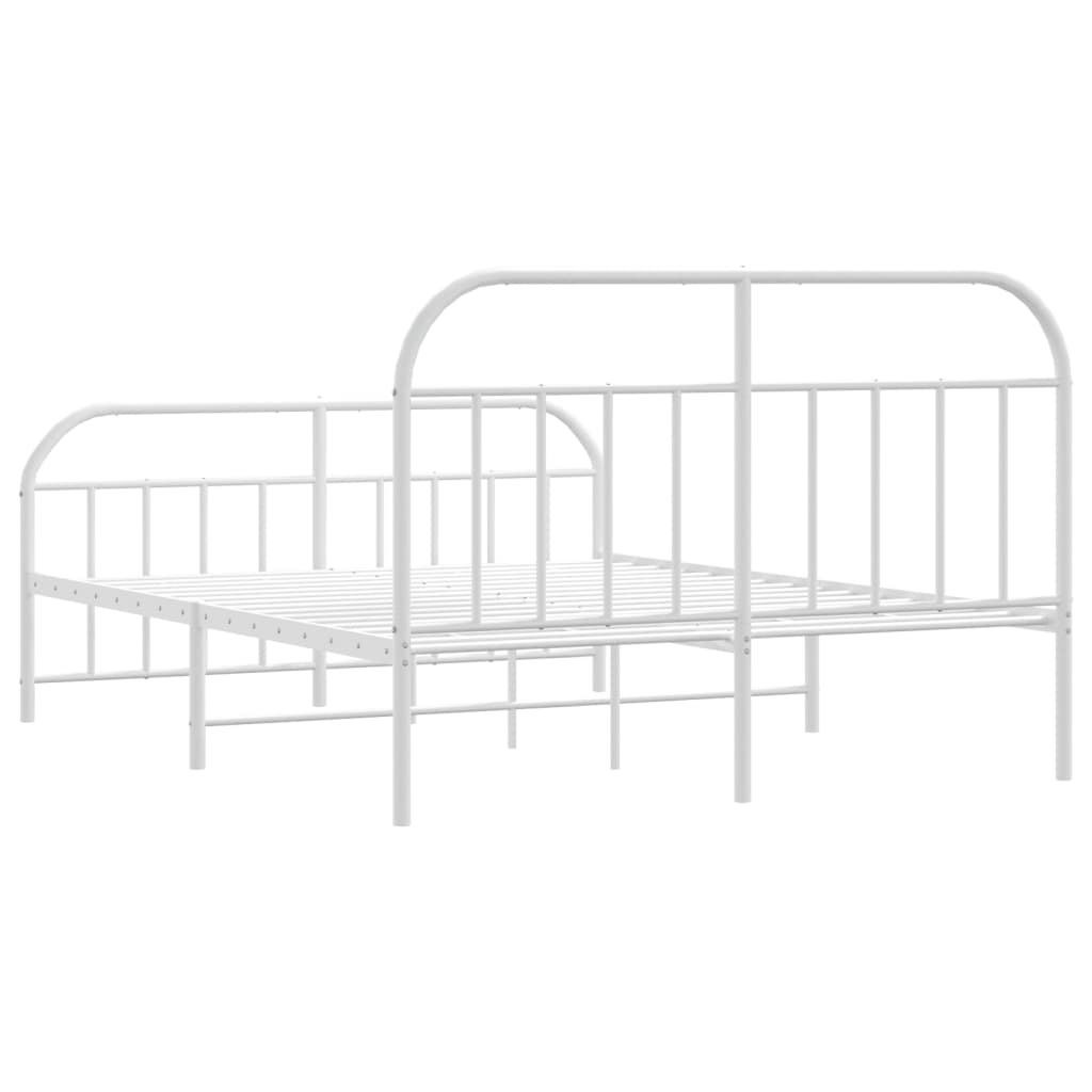 Metalni okvir kreveta uzglavlje i podnožje bijeli 140 x 190 cm