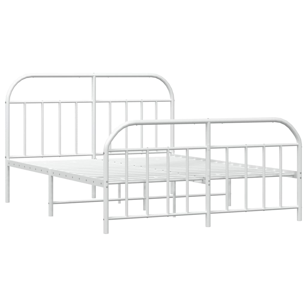 Metalni okvir kreveta uzglavlje i podnožje bijeli 140x200 cm