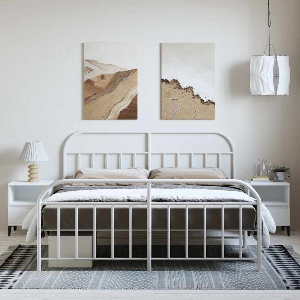 Metalni okvir kreveta uzglavlje i podnožje bijeli 183x213 cm
