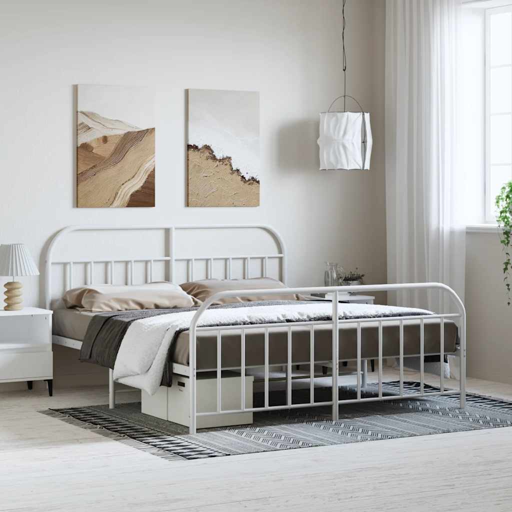 Metalni okvir kreveta uzglavlje i podnožje bijeli 183x213 cm