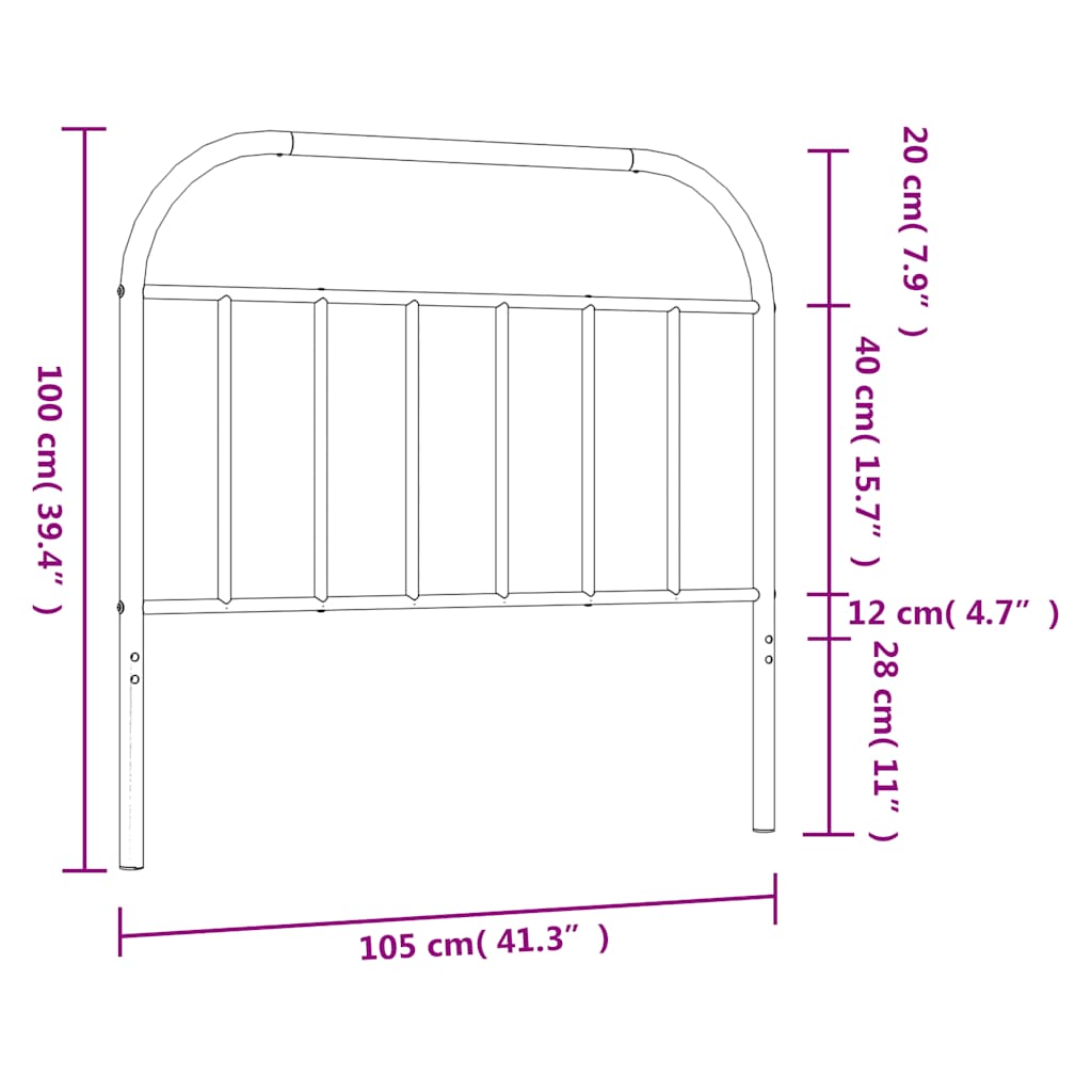 Metalno zamjensko uzglavlje bijelo 100 cm