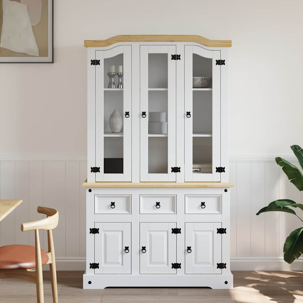 Visoka komoda Corona bijela 112x43x196cm borovina meksički stil