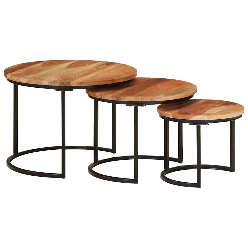 Uklapajući stolići 3 kom od masivnog drva bagrema