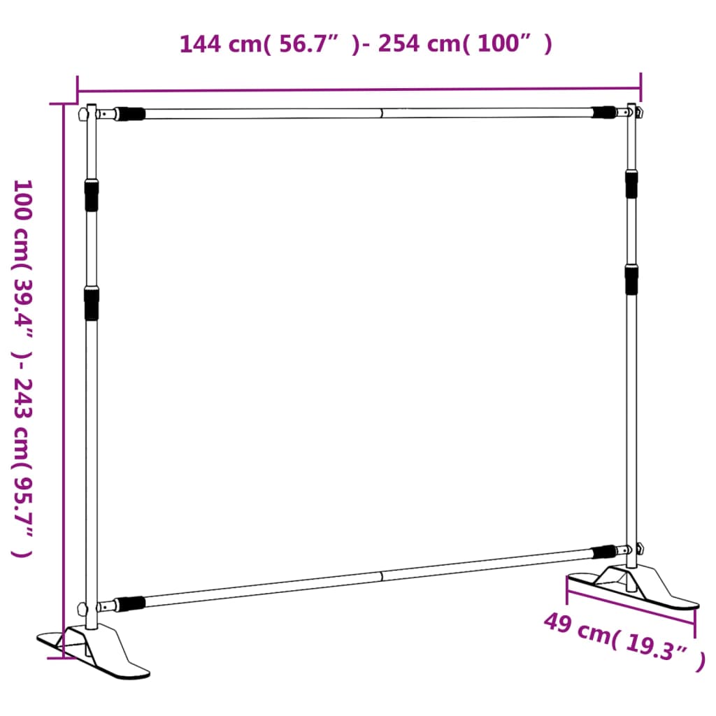 Stalak za pozadinu crni 254 x 243 cm čelični