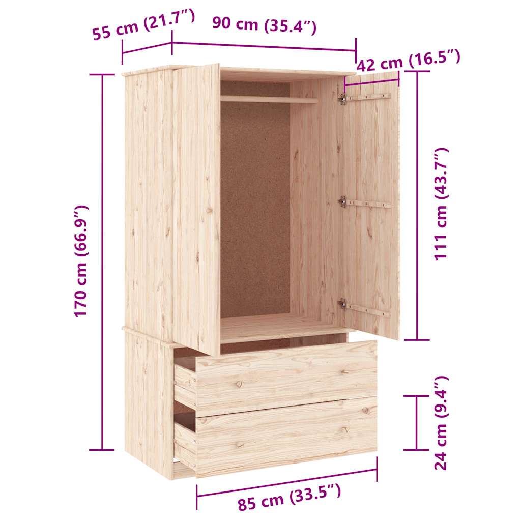 Ormar ALTA 90 x 55 x 170 cm od masivne borovine