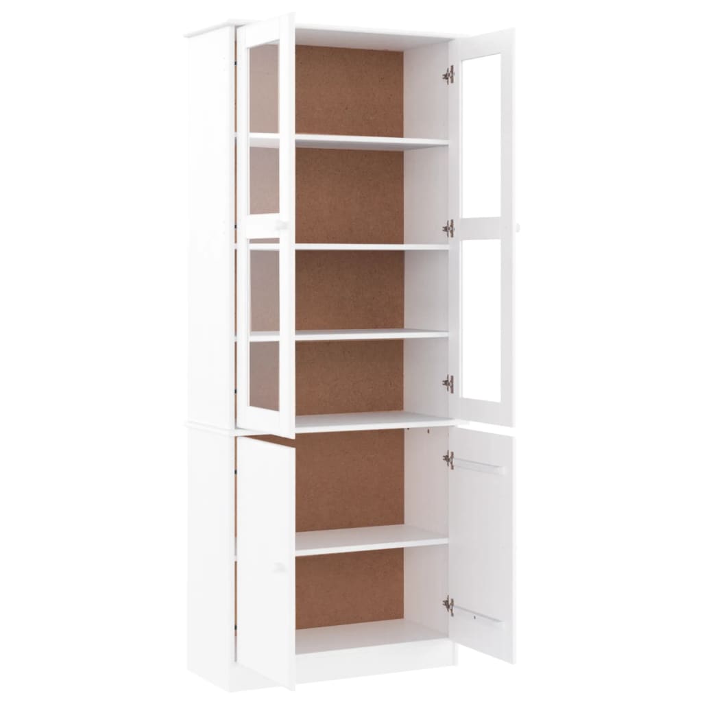 Staklena vitrina ALTA bijela 77x35x186,5 cm od masivne borovine