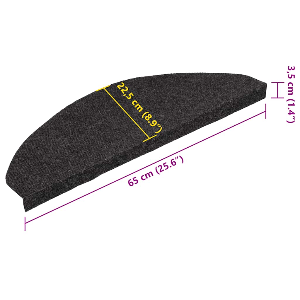 Samoljepljivi otirači za stepenice 10 kom crni 65x22,5x3,5 cm