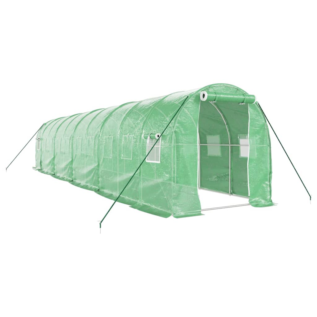 Staklenik s čeličnim okvirom zeleni 20 m² 10 x 2 x 2 m