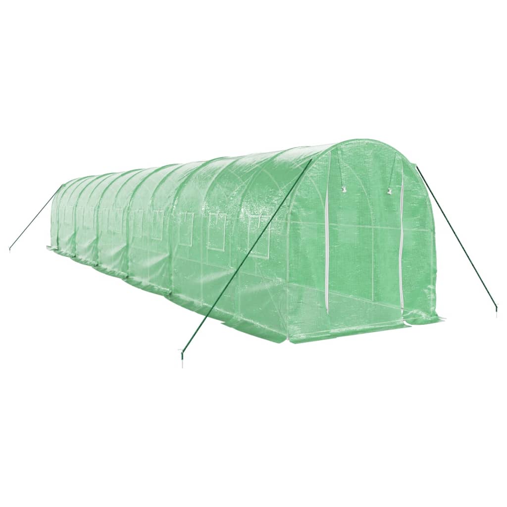 Staklenik s čeličnim okvirom zeleni 24 m² 12 x 2 x 2 m