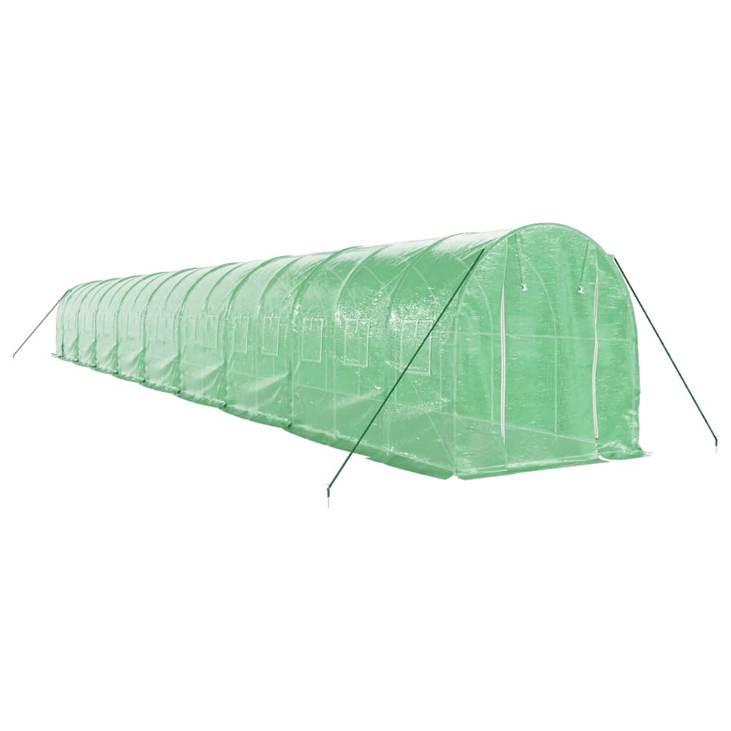 Staklenik s čeličnim okvirom zeleni 36 m² 18 x 2 x 2 m
