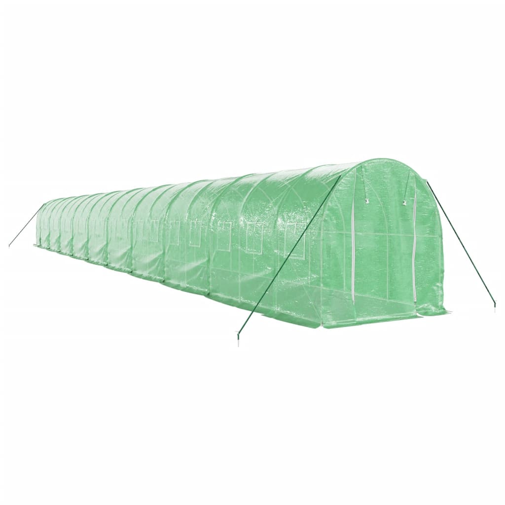Staklenik s čeličnim okvirom zeleni 40 m² 20 x 2 x 2 m