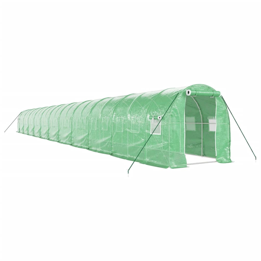 Staklenik s čeličnim okvirom zeleni 44 m² 22 x 2 x 2 m