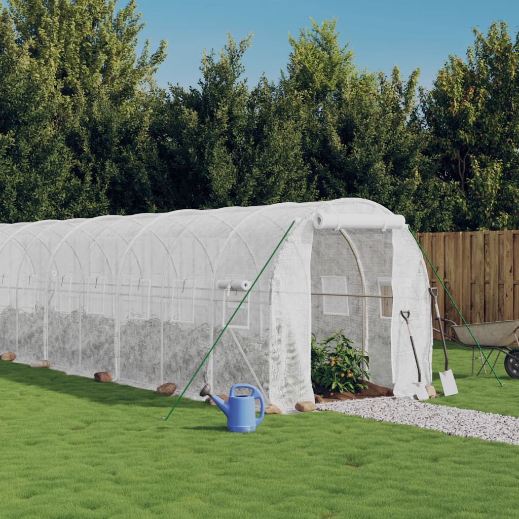 Staklenik s čeličnim okvirom bijeli 24 m² 12 x 2 x 2 m