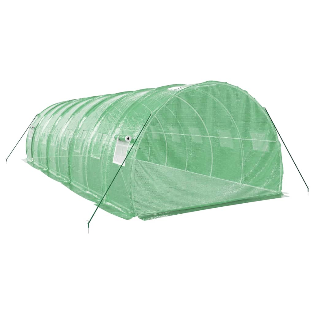 Staklenik s čeličnim okvirom zeleni 24 m² 8 x 3 x 2 m