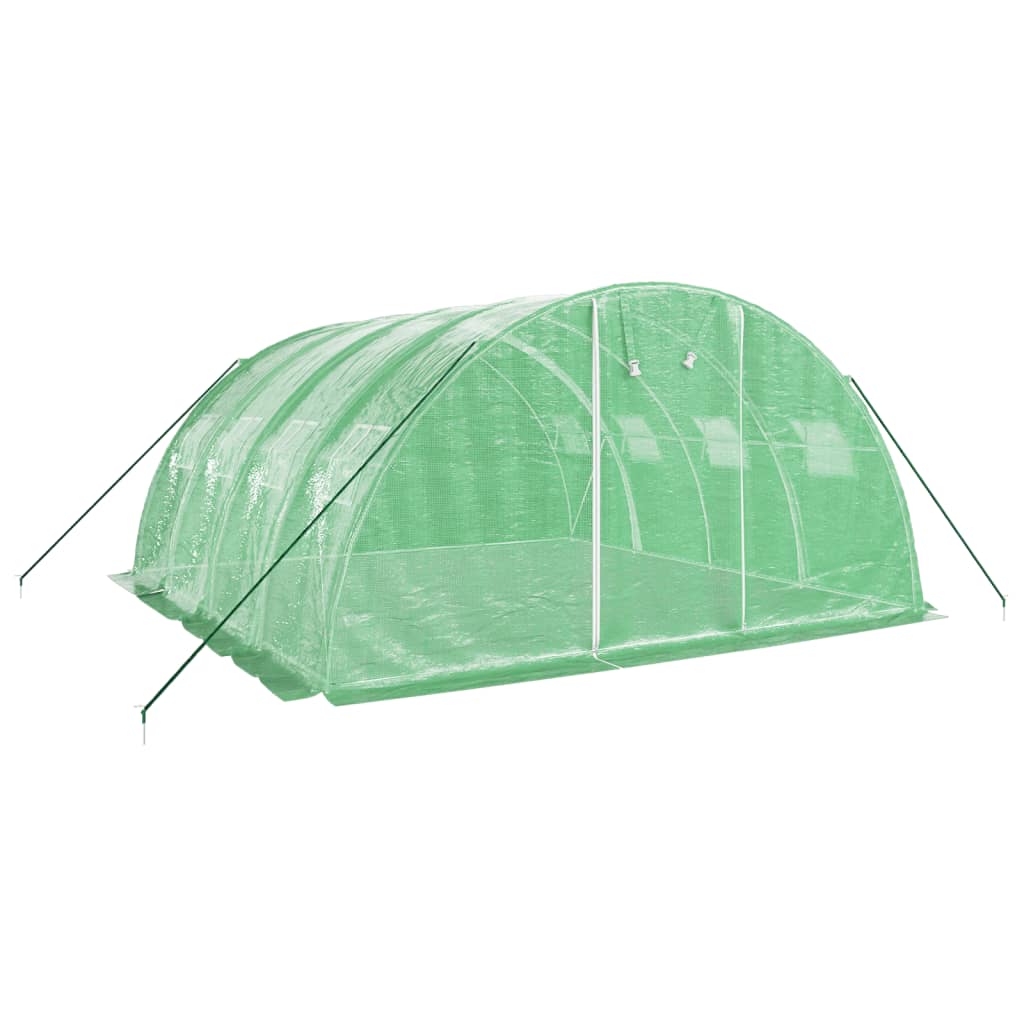 Staklenik s čeličnim okvirom zeleni 16 m² 4 x 4 x 2 m