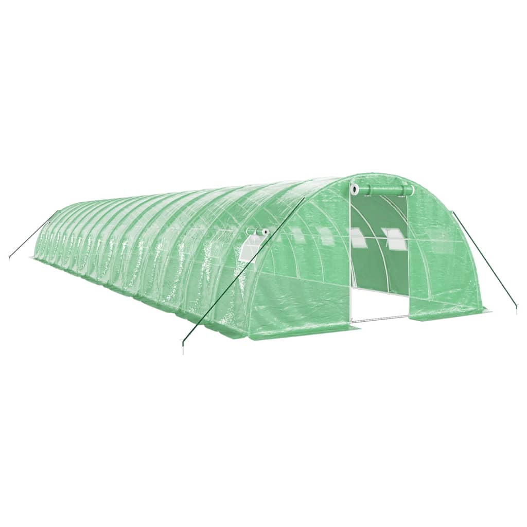 Staklenik s čeličnim okvirom zeleni 64 m² 16 x 4 x 2 m