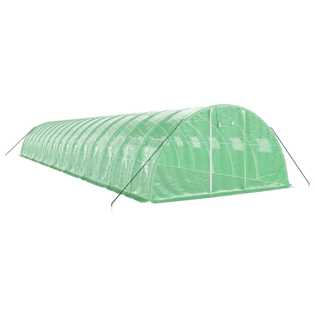 Staklenik s čeličnim okvirom zeleni 64 m² 16 x 4 x 2 m