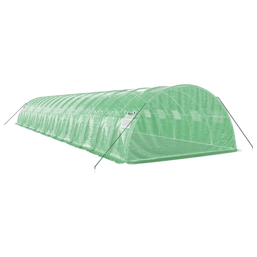 Staklenik s čeličnim okvirom zeleni 64 m² 16 x 4 x 2 m