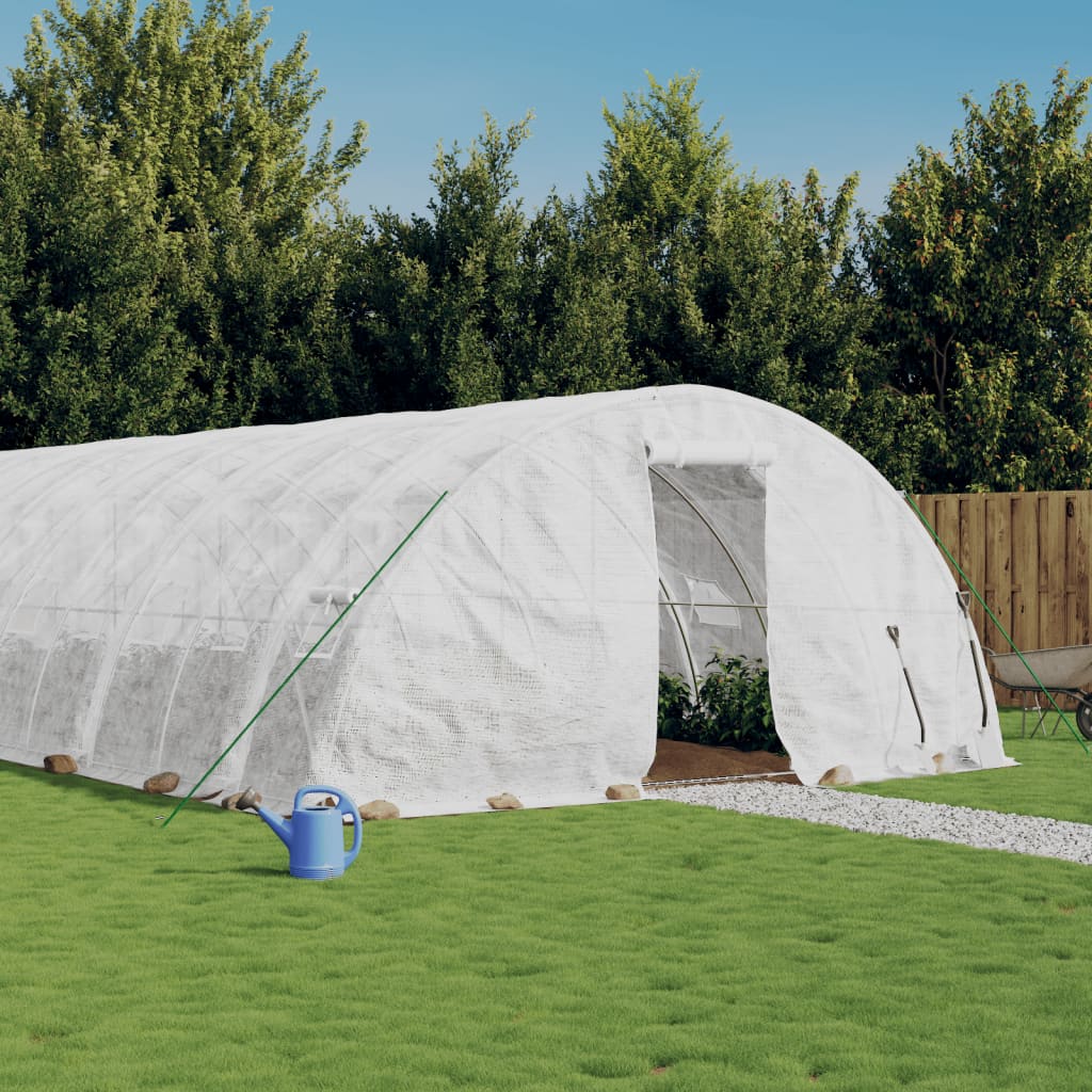 Staklenik s čeličnim okvirom bijeli 70 m² 14 x 5 x 2,3 m