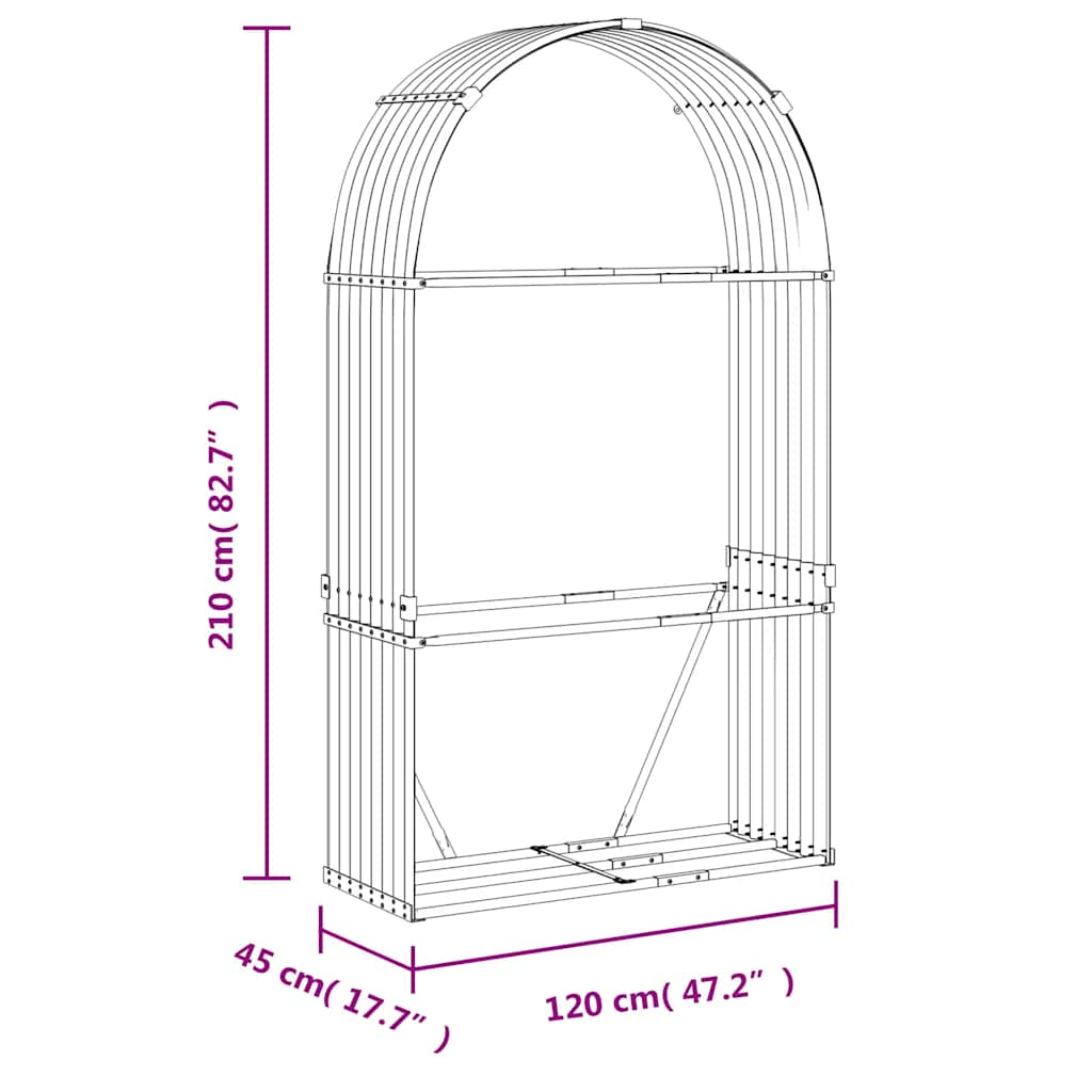 Držač za cjepanice svjetlosivi 120x45x210 cm pocinčani čelik